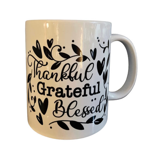 Thankful Grateful Blessed Porcelain Mug